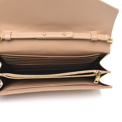 Saint Laurent Grain De Poudre Matelasse Chevron Monogram Chain Wallet Nude Powder 5 of 9