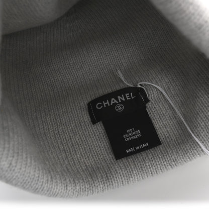 Chanel Cashmere Crystal CC Heart Beanie Hat Light Grey 5 of 5
