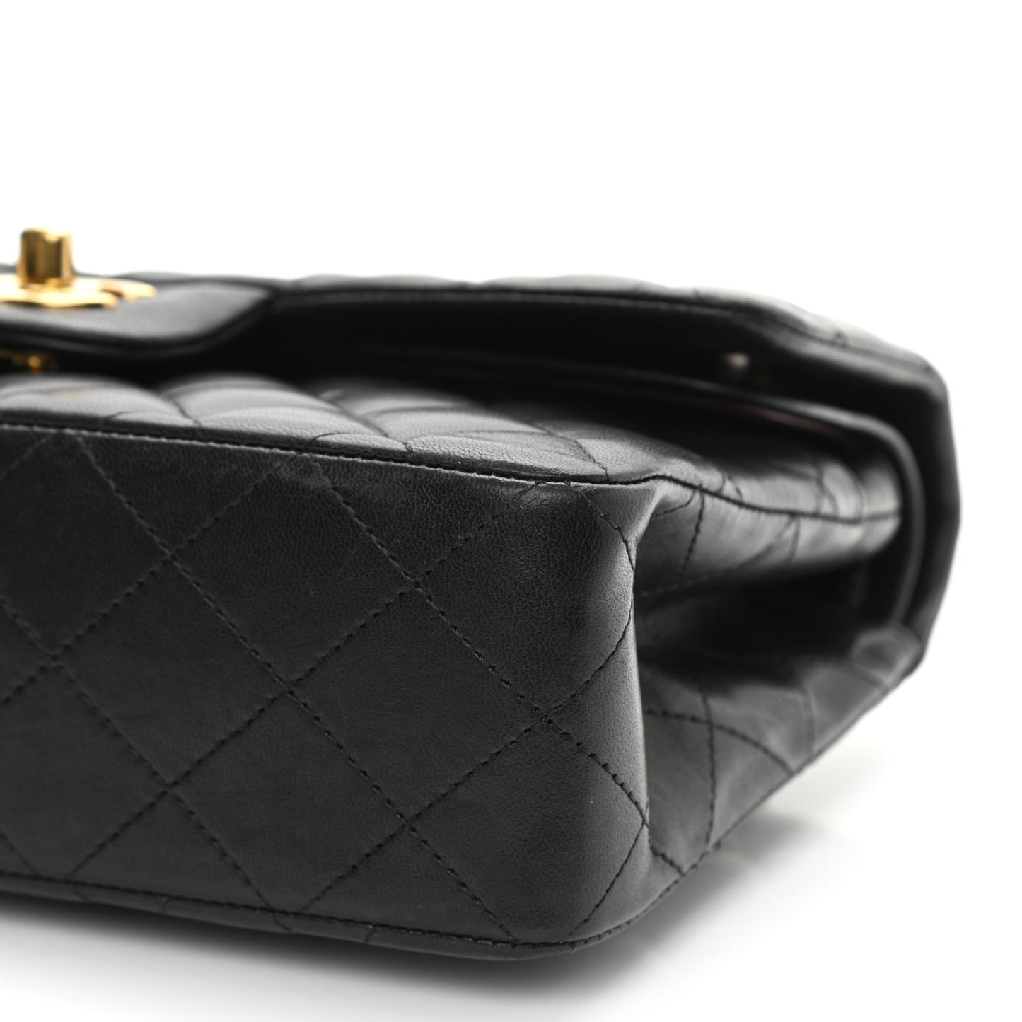 Lambskin Quilted Small Double Flap Black