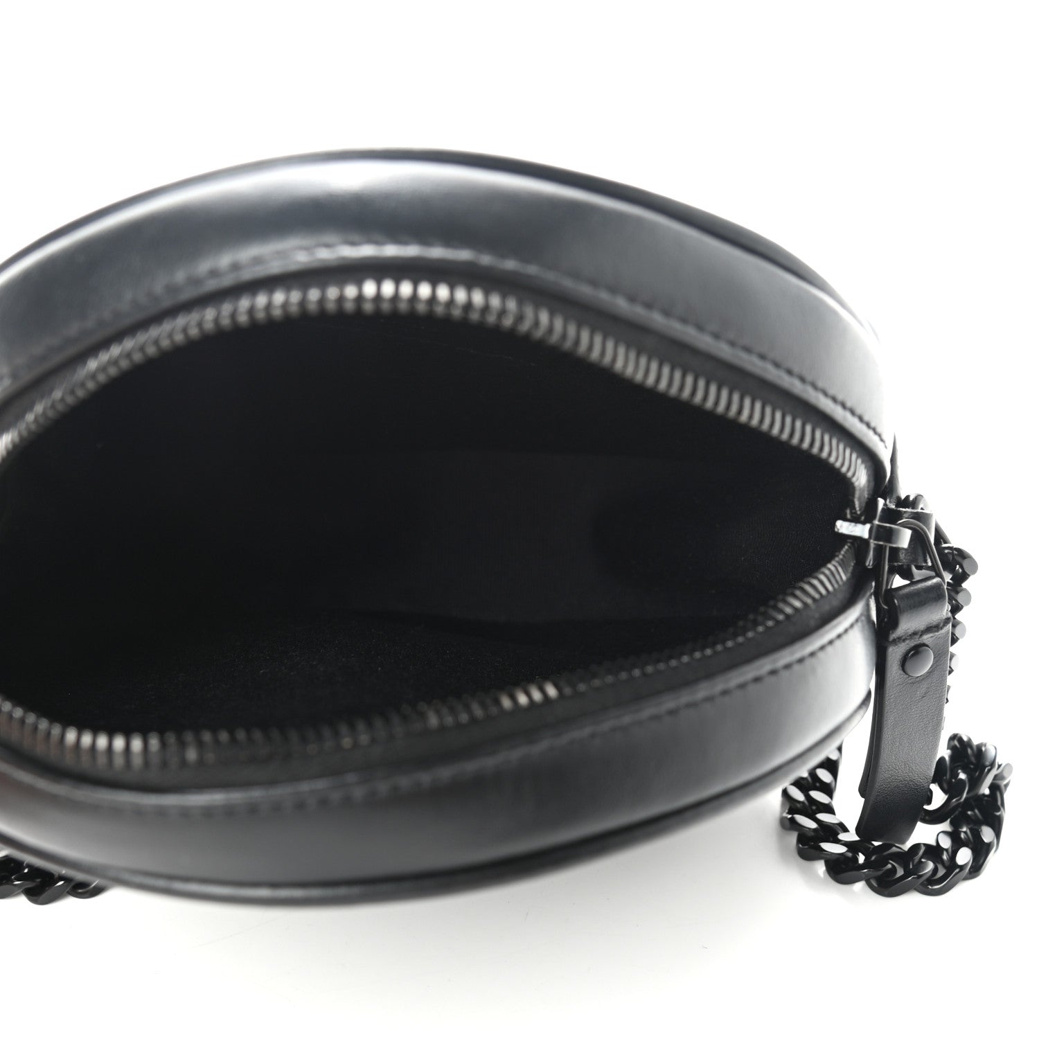 Saint Laurent Calfskin Matelasse Chevron Round Vinyle Camera Bag Black 5 of 9