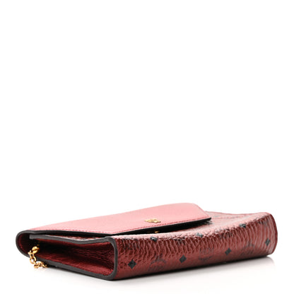 MCM Metallic Calfskin Visetos Monogram Love Letter Crossbody Scooter Red 4 of 15