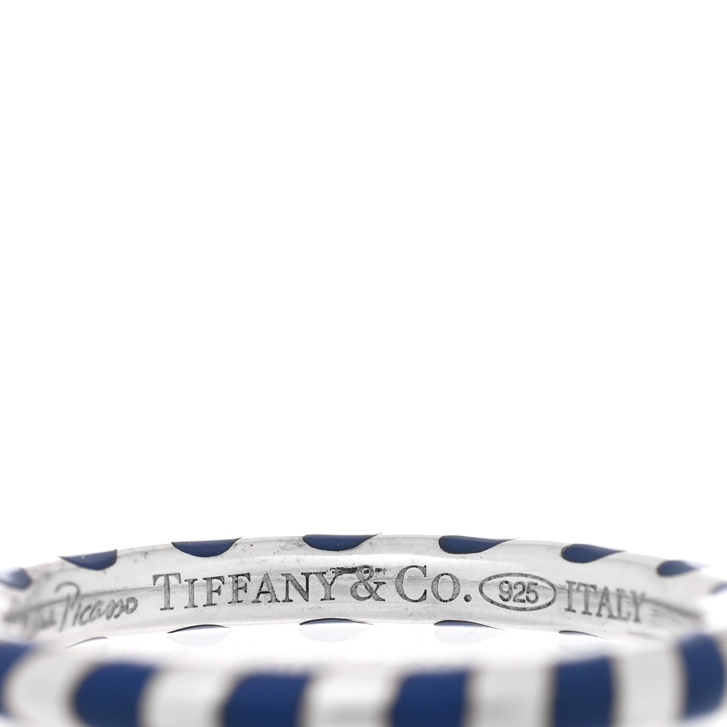 Tiffany Sterling Silver Enamel Candy Cane Ring 50 5.5 Blue 4 of 5