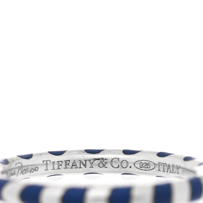Tiffany Sterling Silver Enamel Candy Cane Ring 50 5.5 Blue 4 of 5