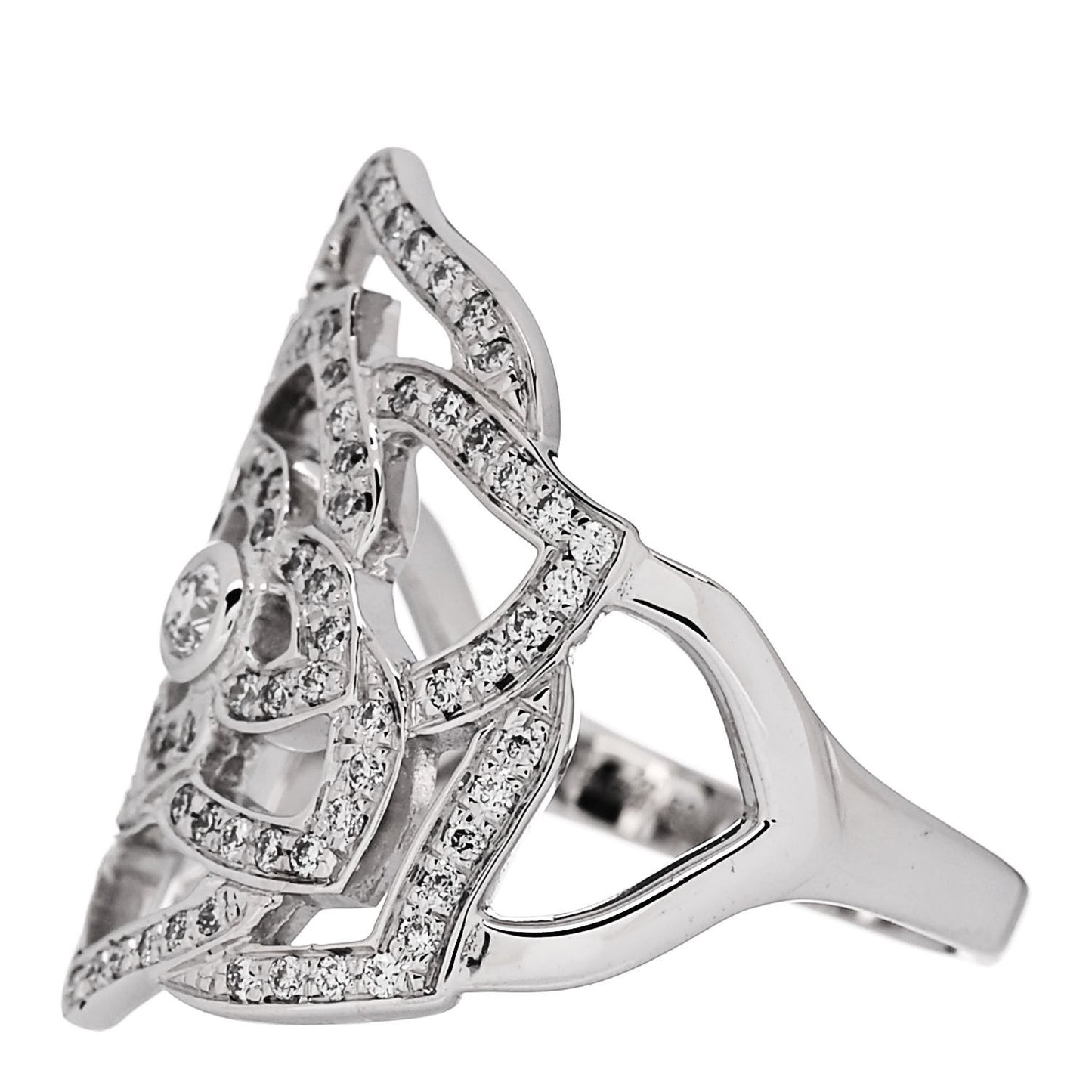 18K White Gold Diamond .55ct Rose Ring 53 6.25