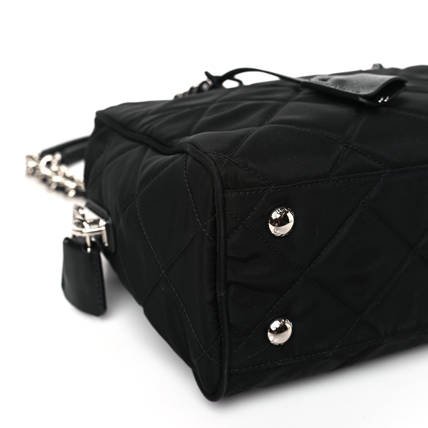 Nylon Tessuto Impuntu Quilted Shoulder Bag Black