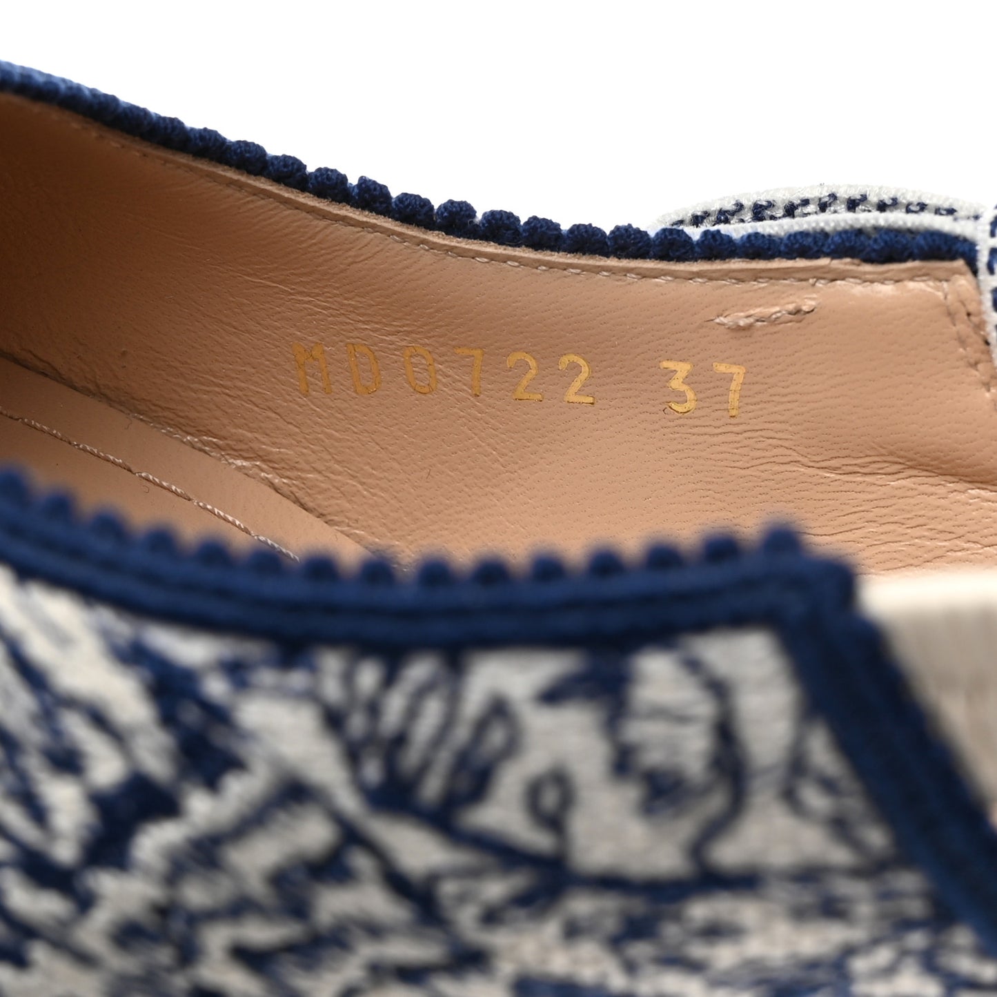 Toile de Jouy Ribbon Embroidered Jardin d'Hiver J'Adior Slingback 65mm Pumps 37 White Blue