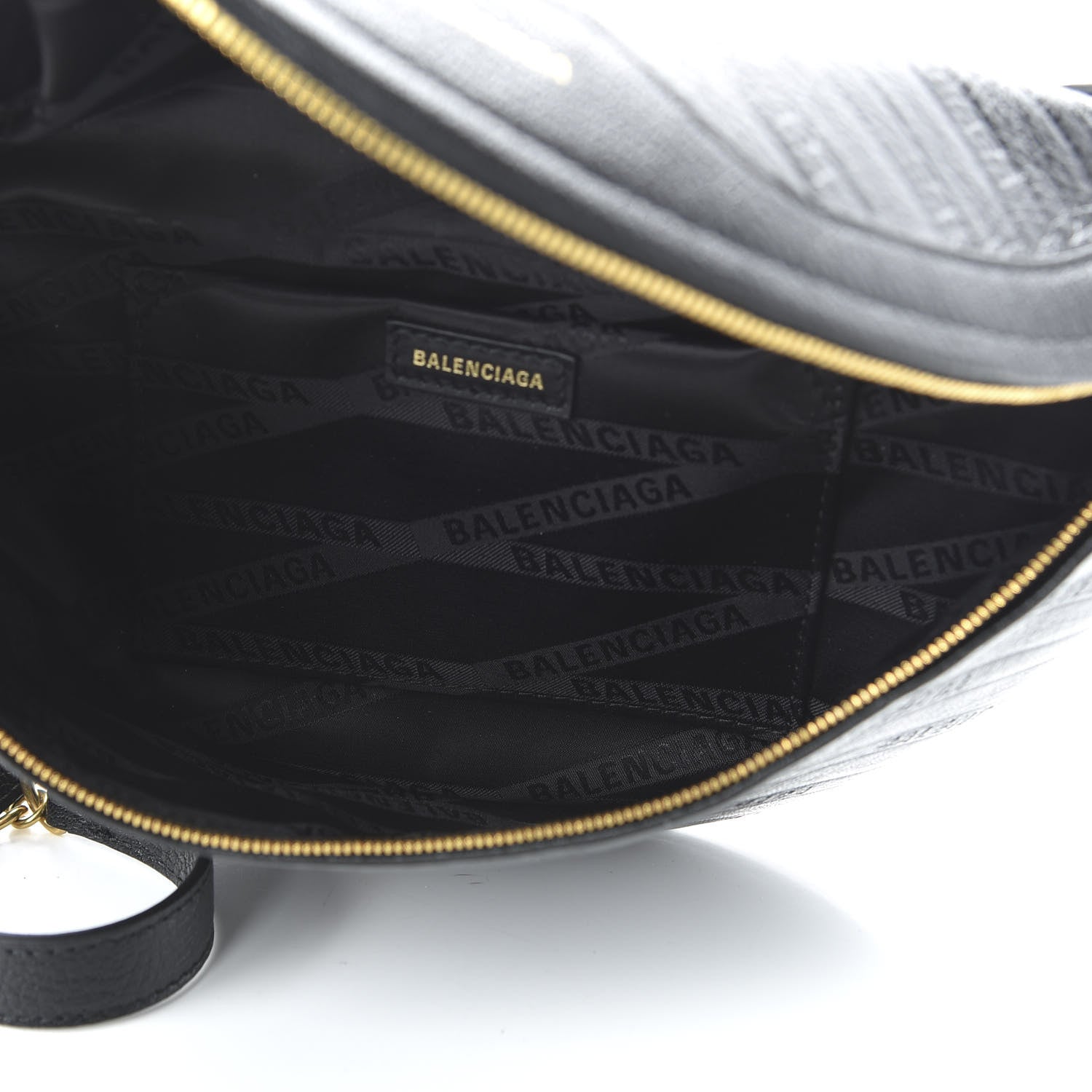 Balenciaga Shiny Goatskin Allover Logo Embossed XS Souvenir Belt Bag Black 5 of 9