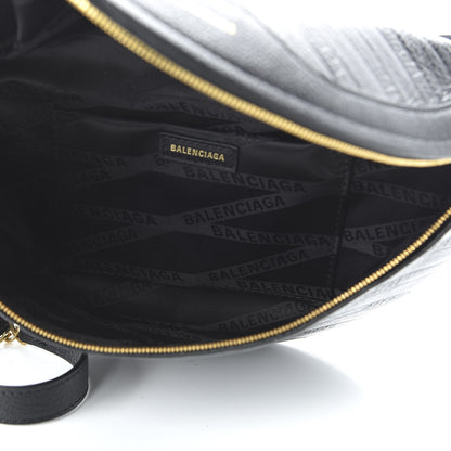 Balenciaga Shiny Goatskin Allover Logo Embossed XS Souvenir Belt Bag Black 5 of 9