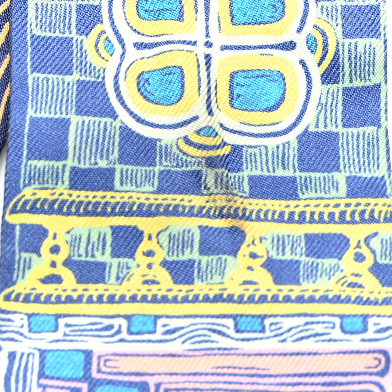 Hermes Silk Super Silk Quest Twilly Bleu Cobalt Rose Jaune 4 of 5