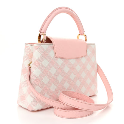 Louis Vuitton Taurillon Embroidered Vichy Capucines BB Light Pink 3 of 9