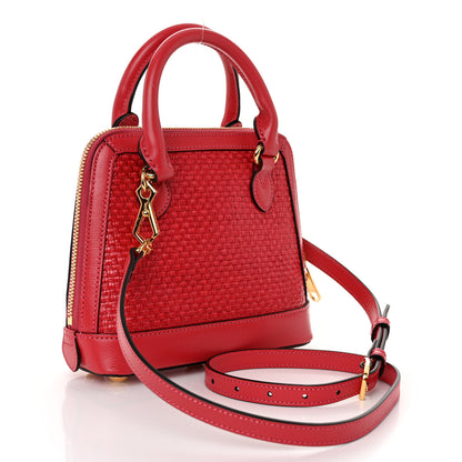 Gucci Straw Azalea Calfskin Woven Mini Horsebit 1955 Top Handle Bag Coral Wave Black 3 of 9