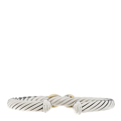 David Yurman Sterling Silver 14K Yellow Gold 7mm X Station Cable Bracelet 2 of 4