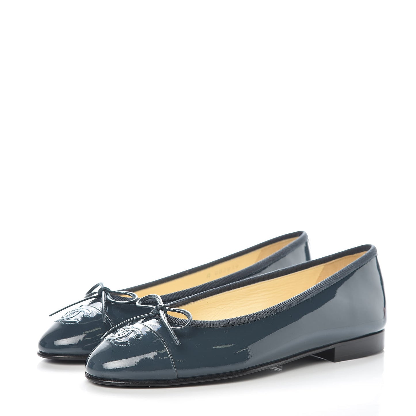 Patent Cap Toe Ballerina Flats 36 Blue