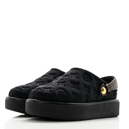Louis Vuitton Nylon Embossed Monogram Aspen Platform Clog Mules 36 Black 3 of 10