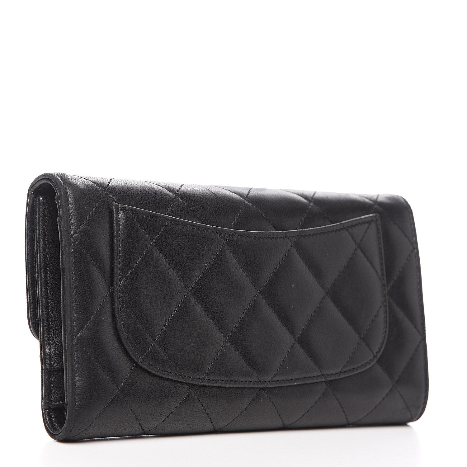 Chanel Lambskin Quilted Large Flap Wallet Black 2 of 15