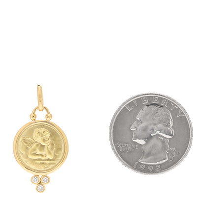 Temple St. Clair 18K Yellow Gold Diamond 16mm Angel Pendant 2 of 5
