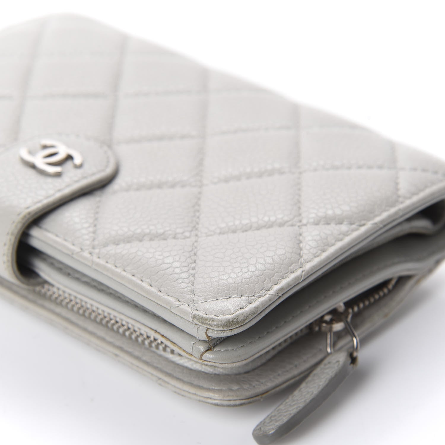 Chanel Caviar Quilted CC French Wallet Light Gray 11 of 15