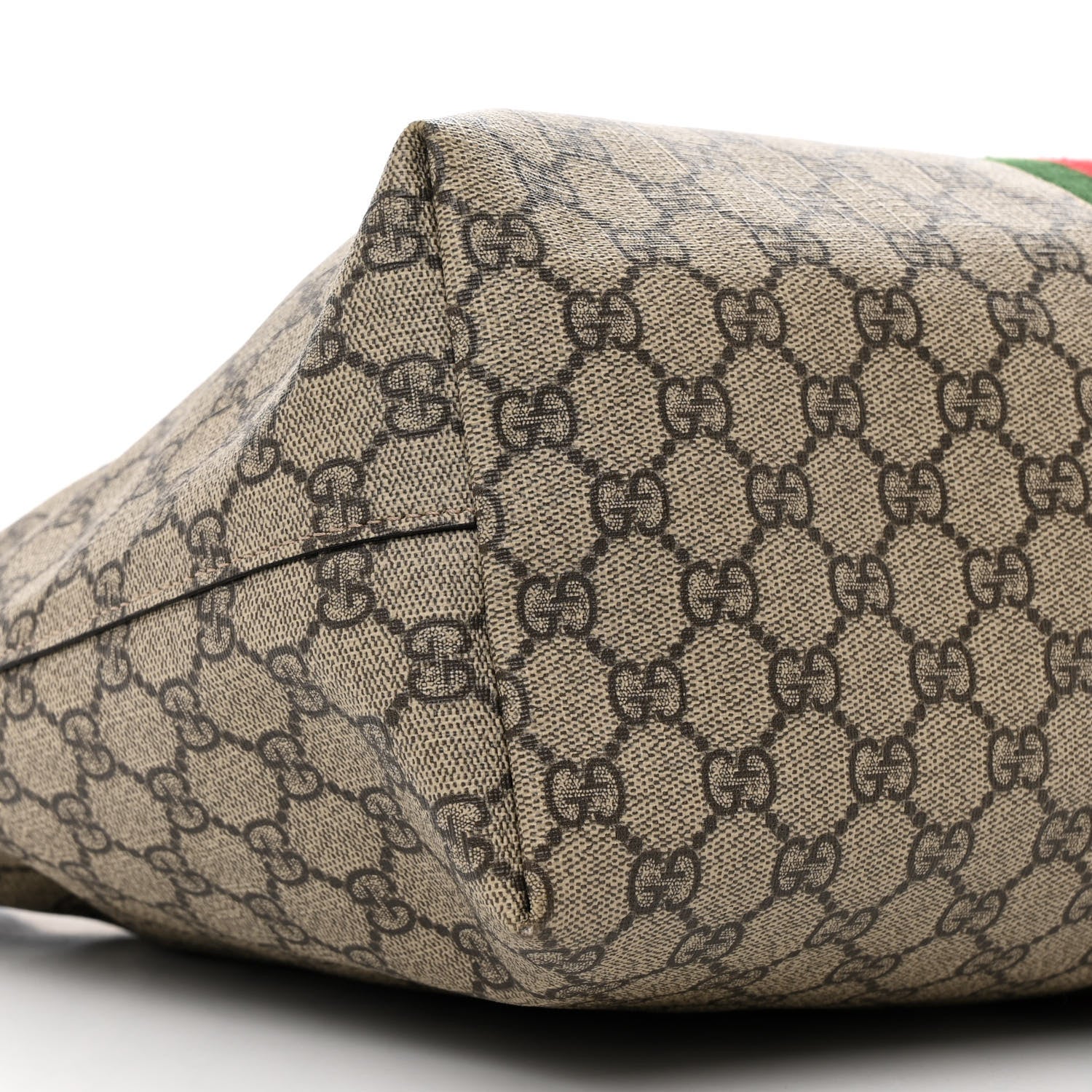 Gucci GG Supreme Monogram Textured Calfskin Web Medium Ophidia Shopping Tote Beige Ebony New Acero 9 of 10