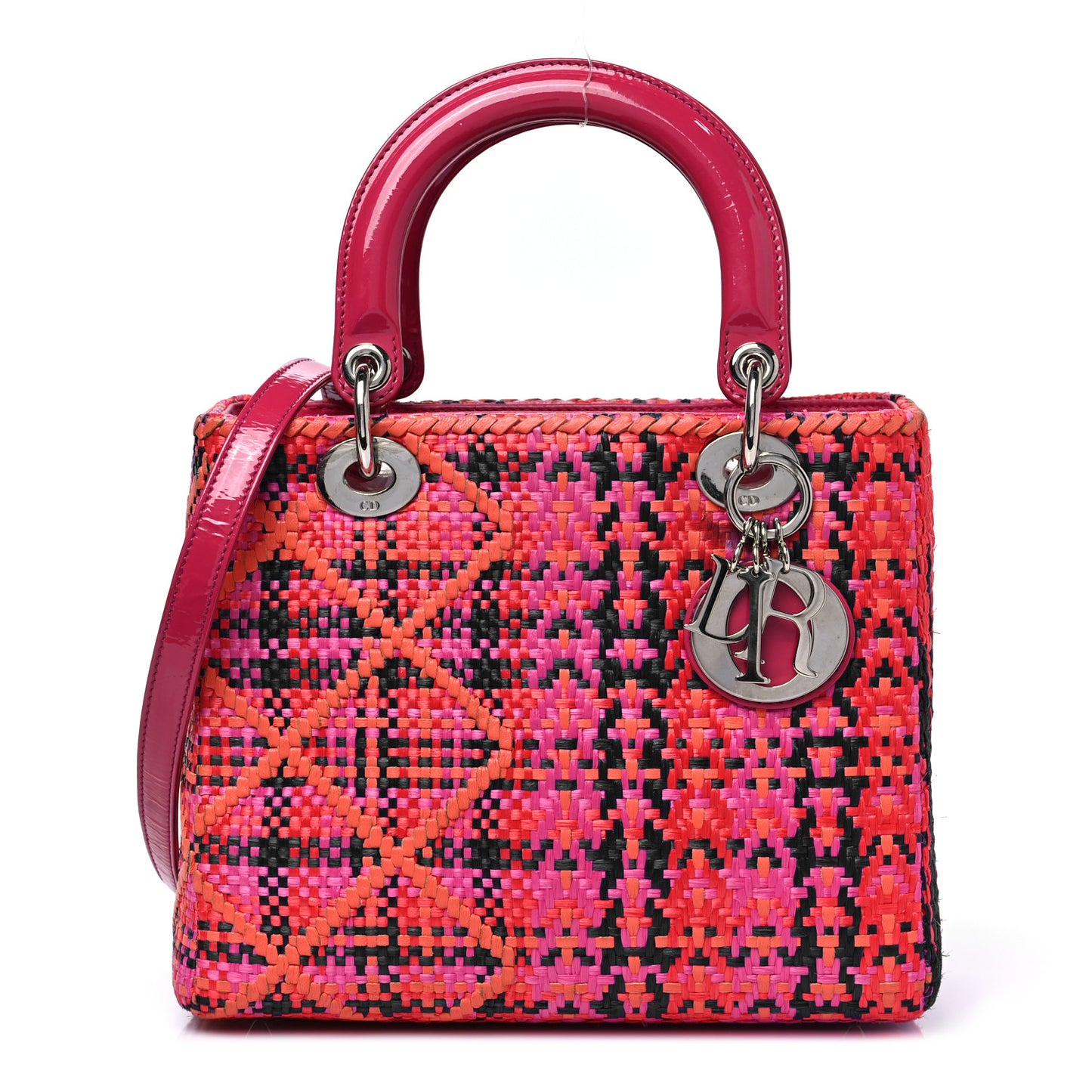 Raffia Patent Medium Lady Dior Multicolor