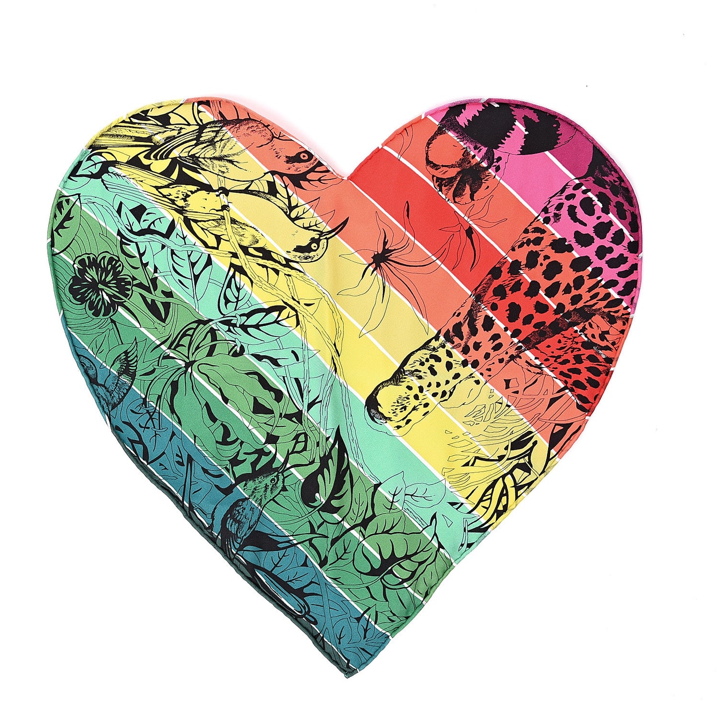Silk Jungle Love Rainbow Bolduc Au Carre Pocket Square Rose Vert Jaune