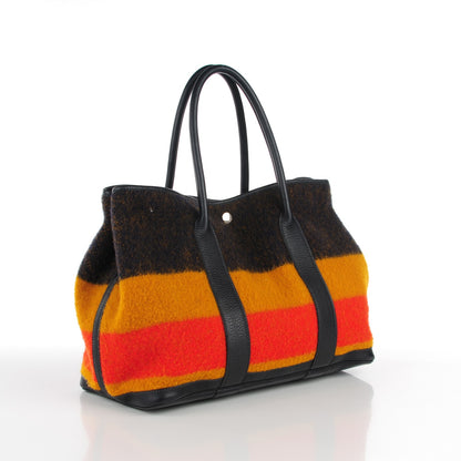 Hermes Wool Rocabar Garden Party Tote 36 MM Orange Black 3 of 7