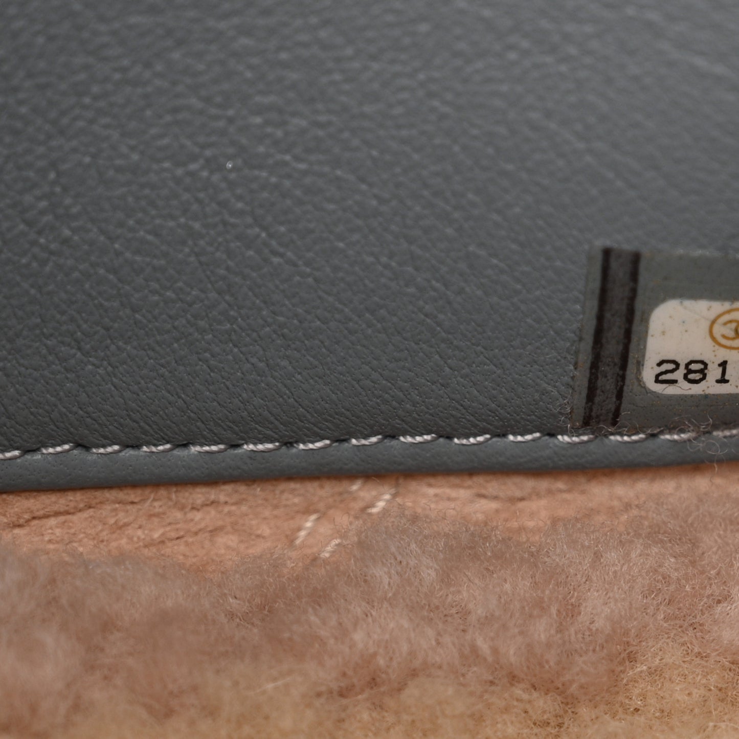 Shearling Sheepskin Single Flap Gray Pink Beige