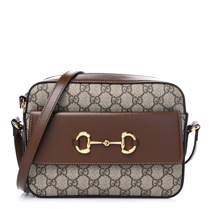 Gucci GG Supreme Monogram Small Horsebit 1955 Shoulder Bag Beige Brown Sugar 1 of 6