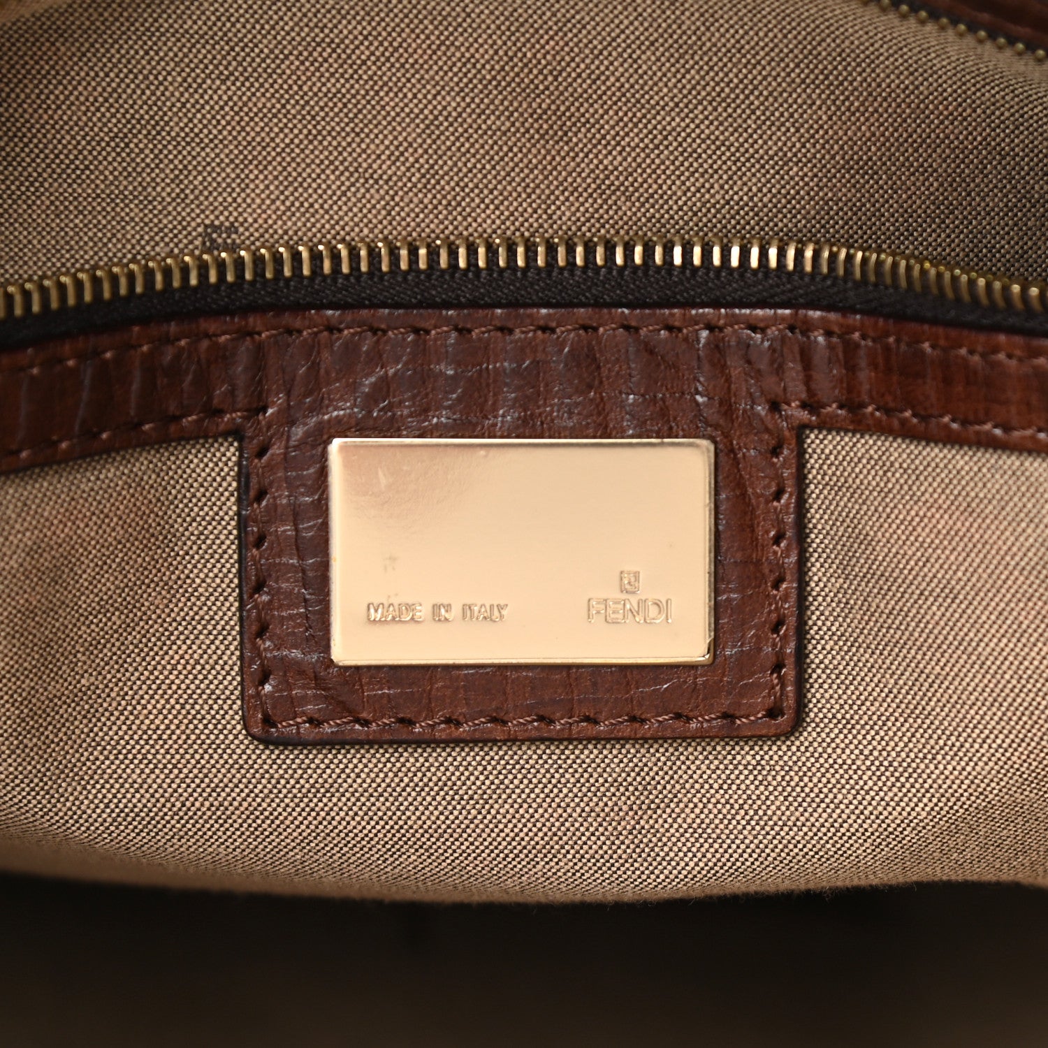 Fendi Zucchino Vitello Shopping Tote Mogano Panna Bruciato 6 of 10