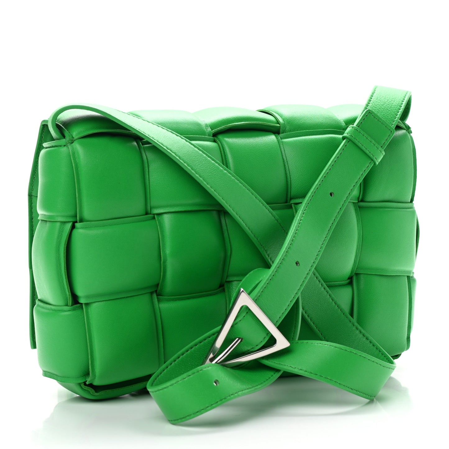 Nappa Maxi Intreccio Padded Cassette Crossbody Bag Parakeet