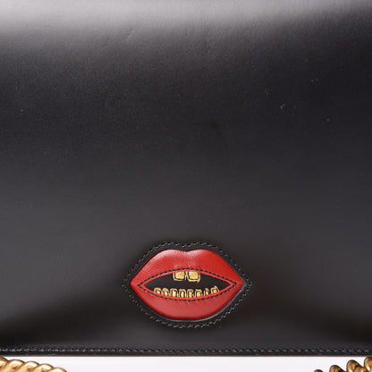 Gucci Knight Calfskin Malaga Kid Heart Medium GG Marmont Chain Handle Bag Black Hibiscus Red Multicolor 11 of 11