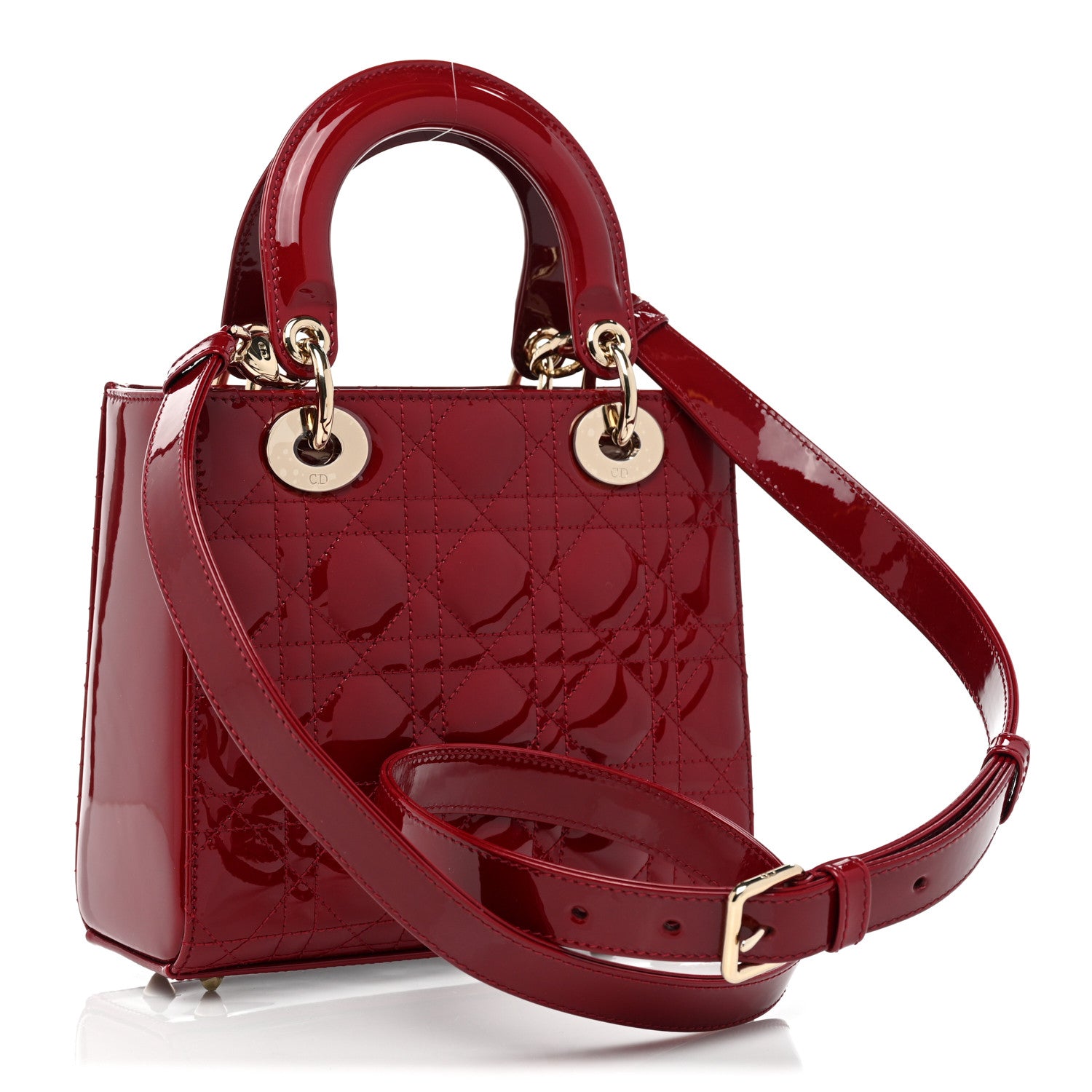 Christian Dior Patent Cannage Small Lady Dior Cherry Red 2 of 6