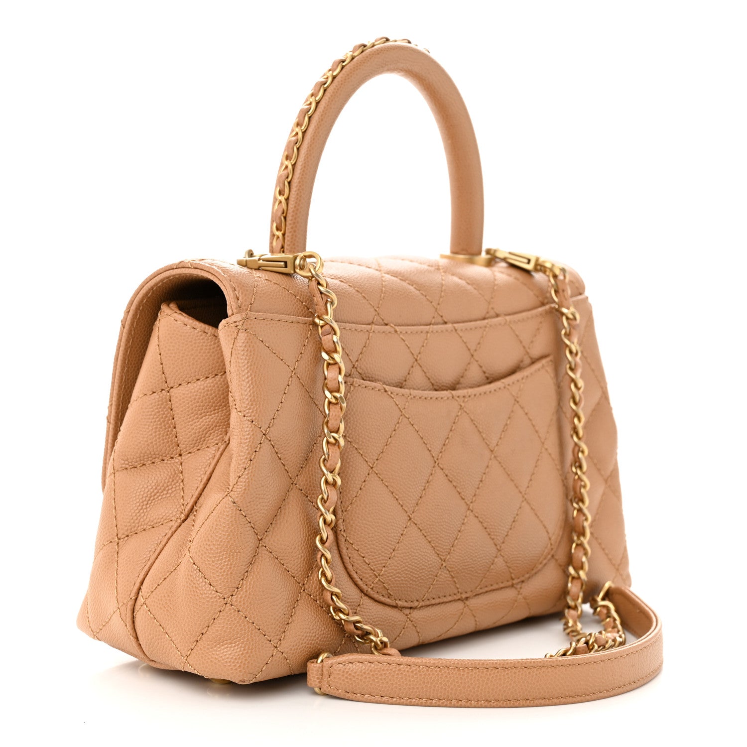 Chanel Caviar Quilted Mini Coco Chain Handle Flap Dark Beige 3 of 11
