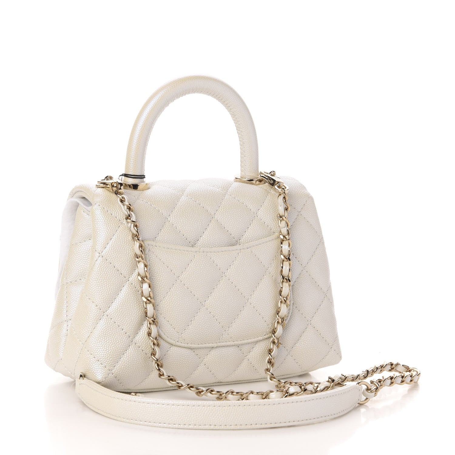 Chanel Iridescent Caviar Quilted Extra Mini Coco Handle Flap Ivory 3 of 10