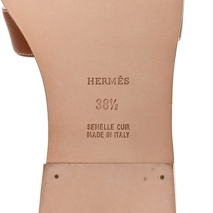Hermes Box Calfskin Oran Sandals 38.5 Gold 6 of 7