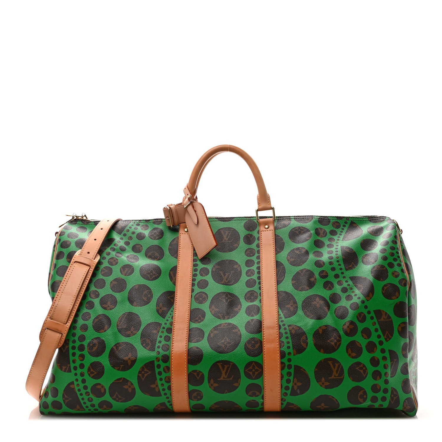 Louis Vuitton Monogram Kusama Pumpkin Dots Keepall Bandouliere 55 Green 1 of 13