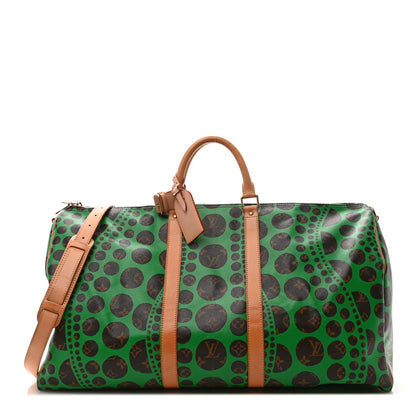 Louis Vuitton Monogram Kusama Pumpkin Dots Keepall Bandouliere 55 Green 1 of 13