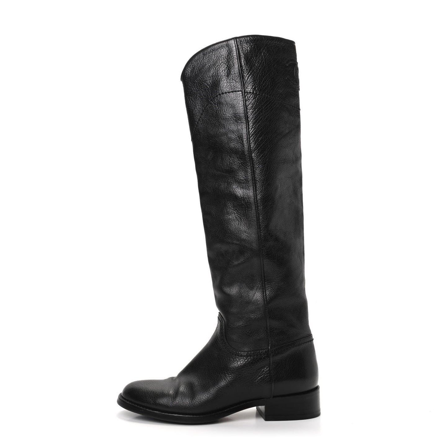Calfskin Ascot Knee High CC Boots 36.5 Black