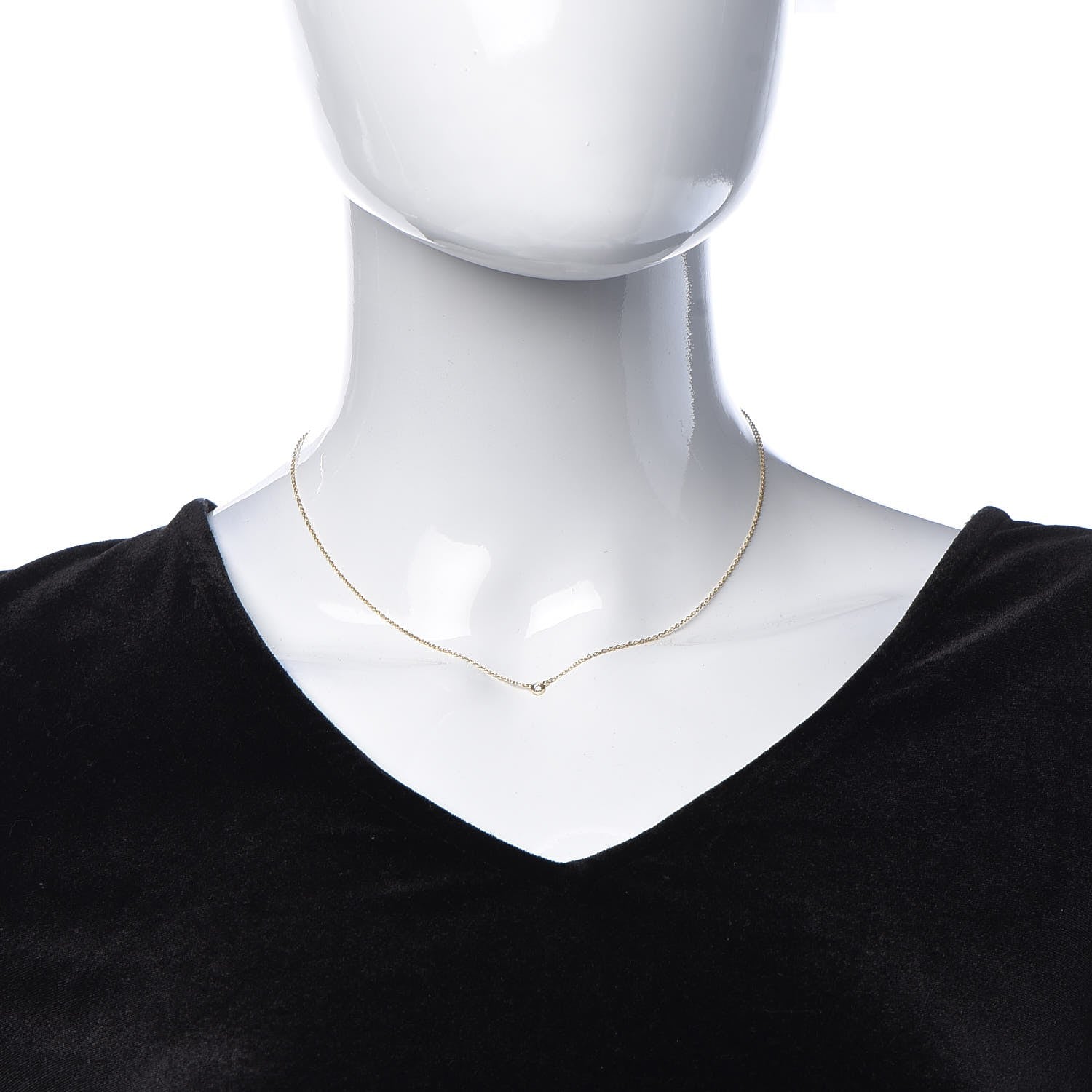 Tiffany 18K Yellow Gold Diamond .05ct Elsa Peretti Diamonds by the Yard Pendant Necklace 2 of 8