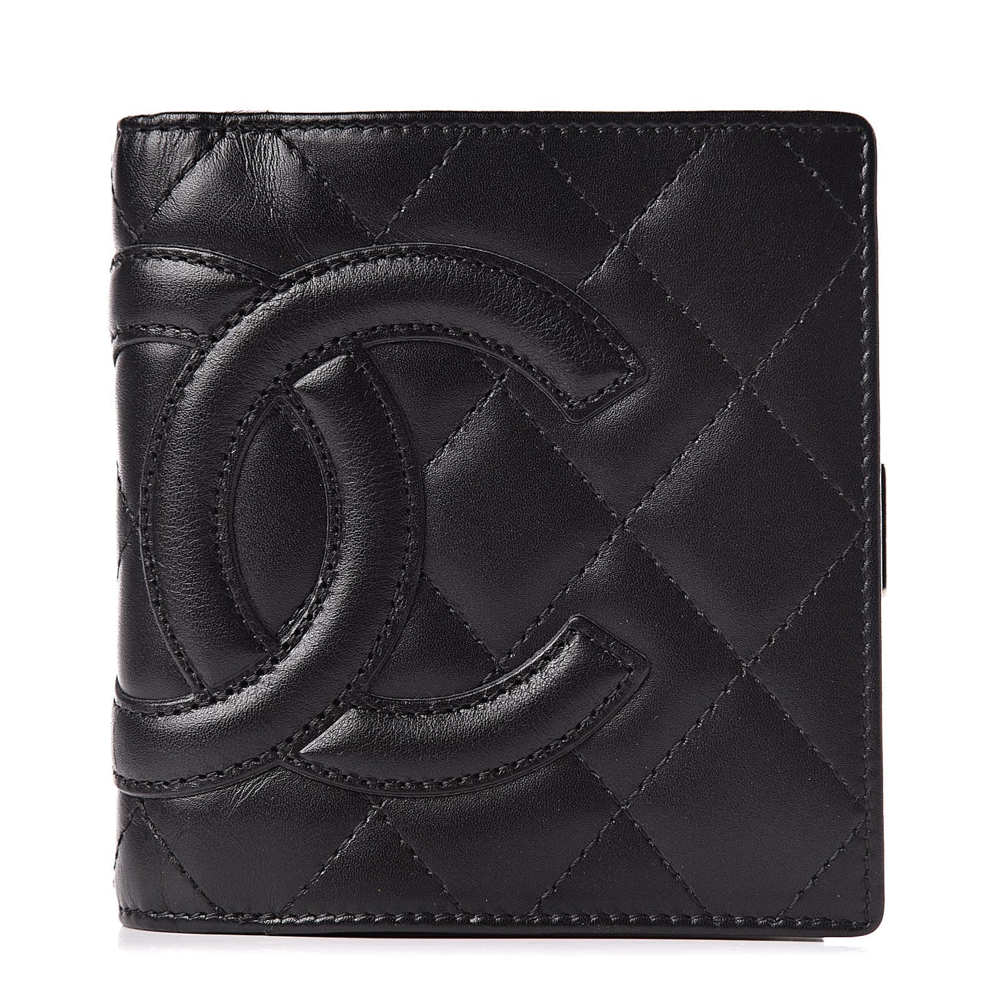 Calfskin Quilted Cambon Bi-Fold Wallet Black