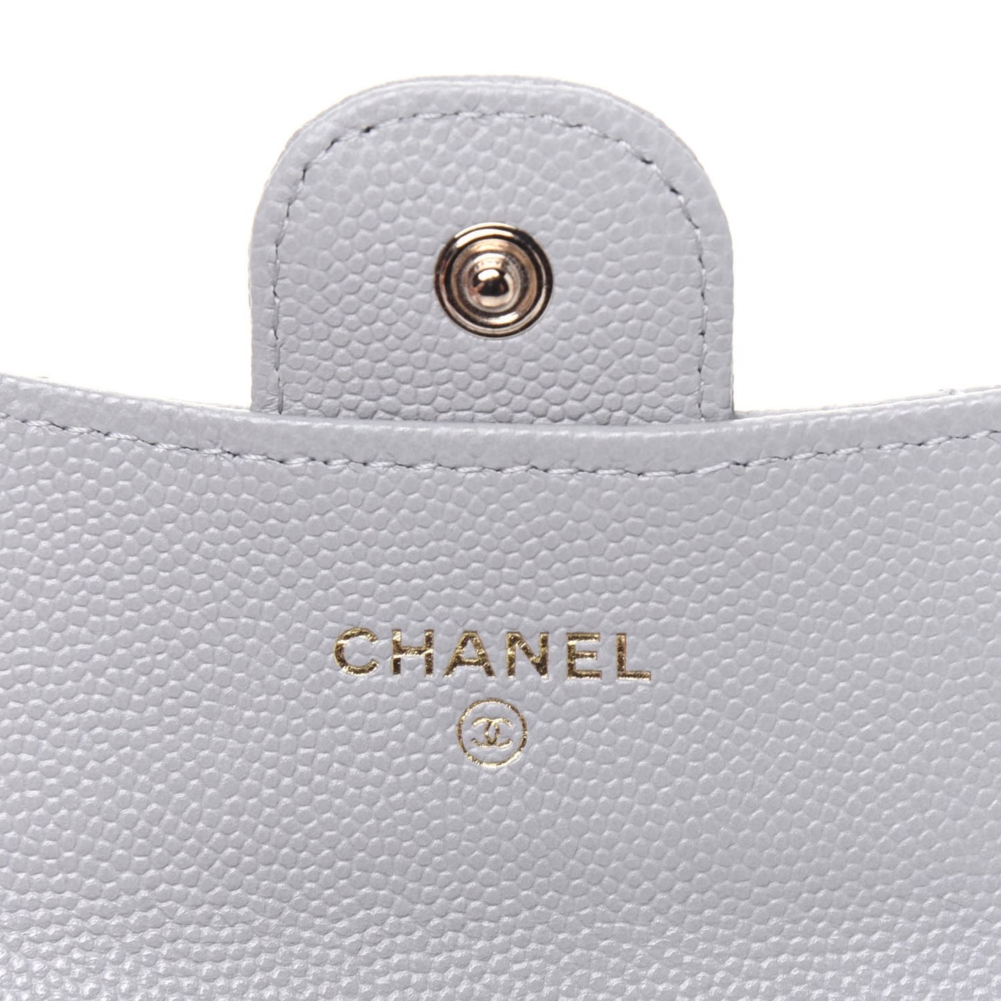 Caviar Quilted Flap Card Holder Wallet Grey