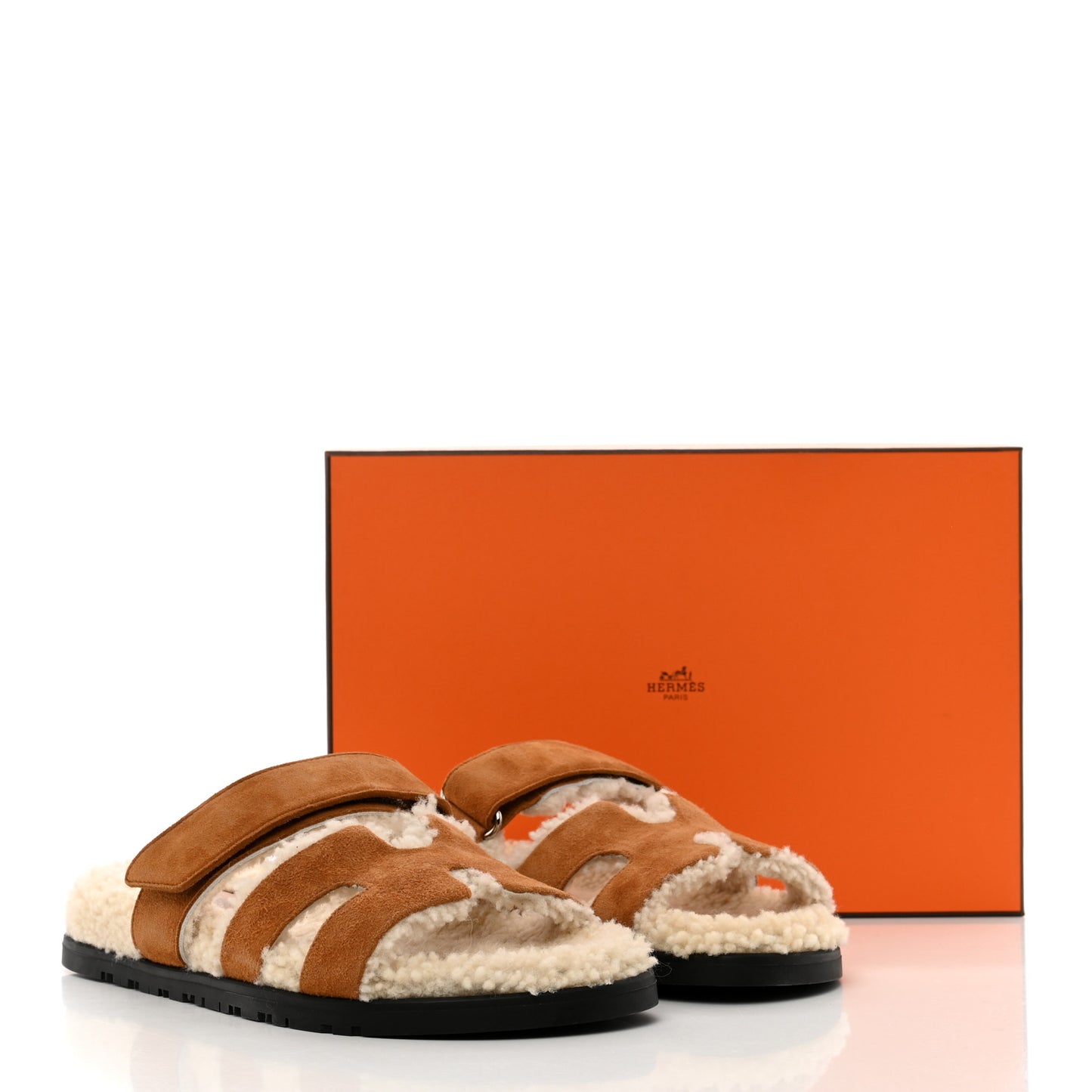 Suede Goatskin Woolskin Womens Chypre Sandals 37.5 Brun Fume Ecru