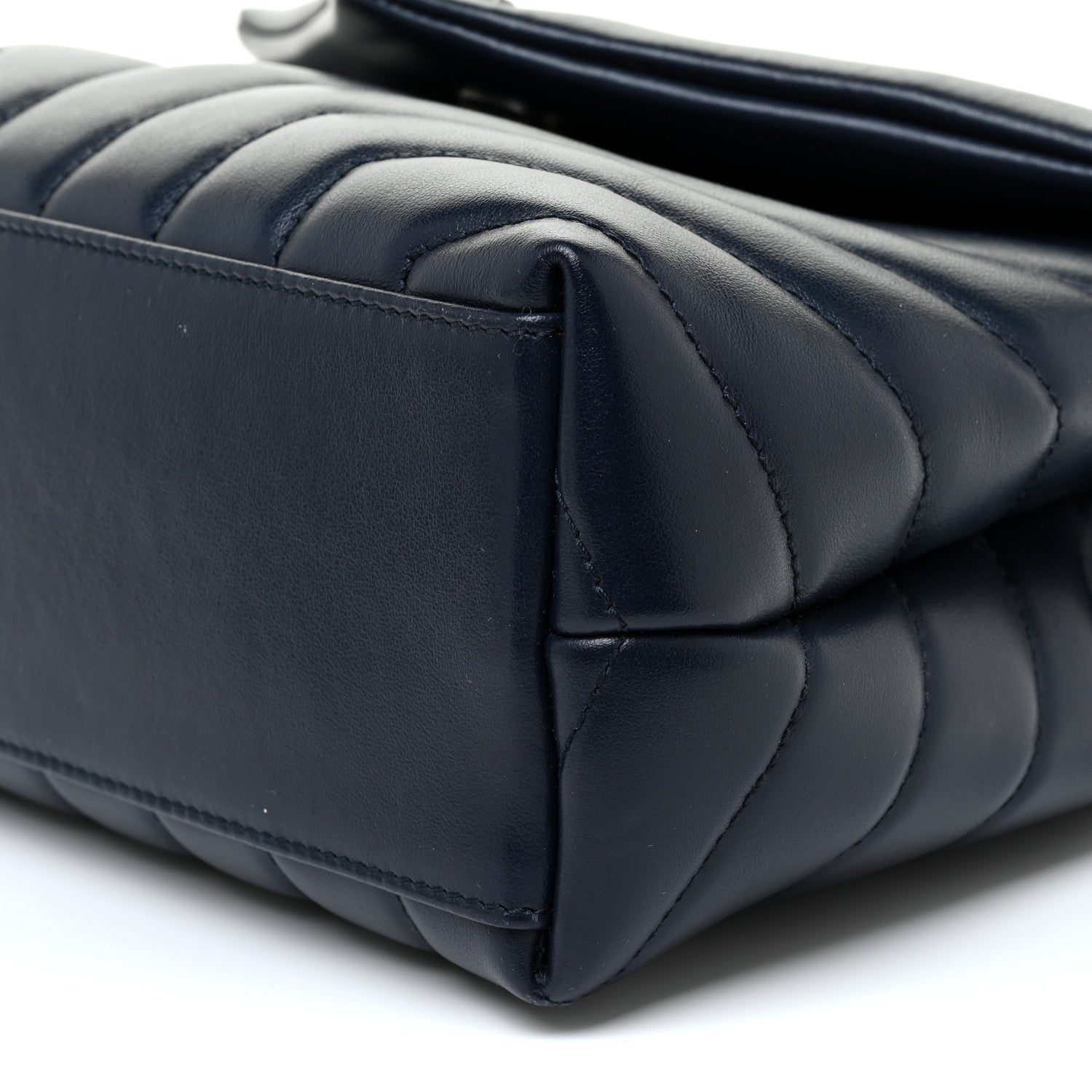 Saint Laurent Calfskin Y Quilted Monogram Small Loulou Chain Satchel Deep Marine 11 of 16