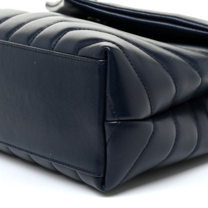 Saint Laurent Calfskin Y Quilted Monogram Small Loulou Chain Satchel Deep Marine 11 of 16