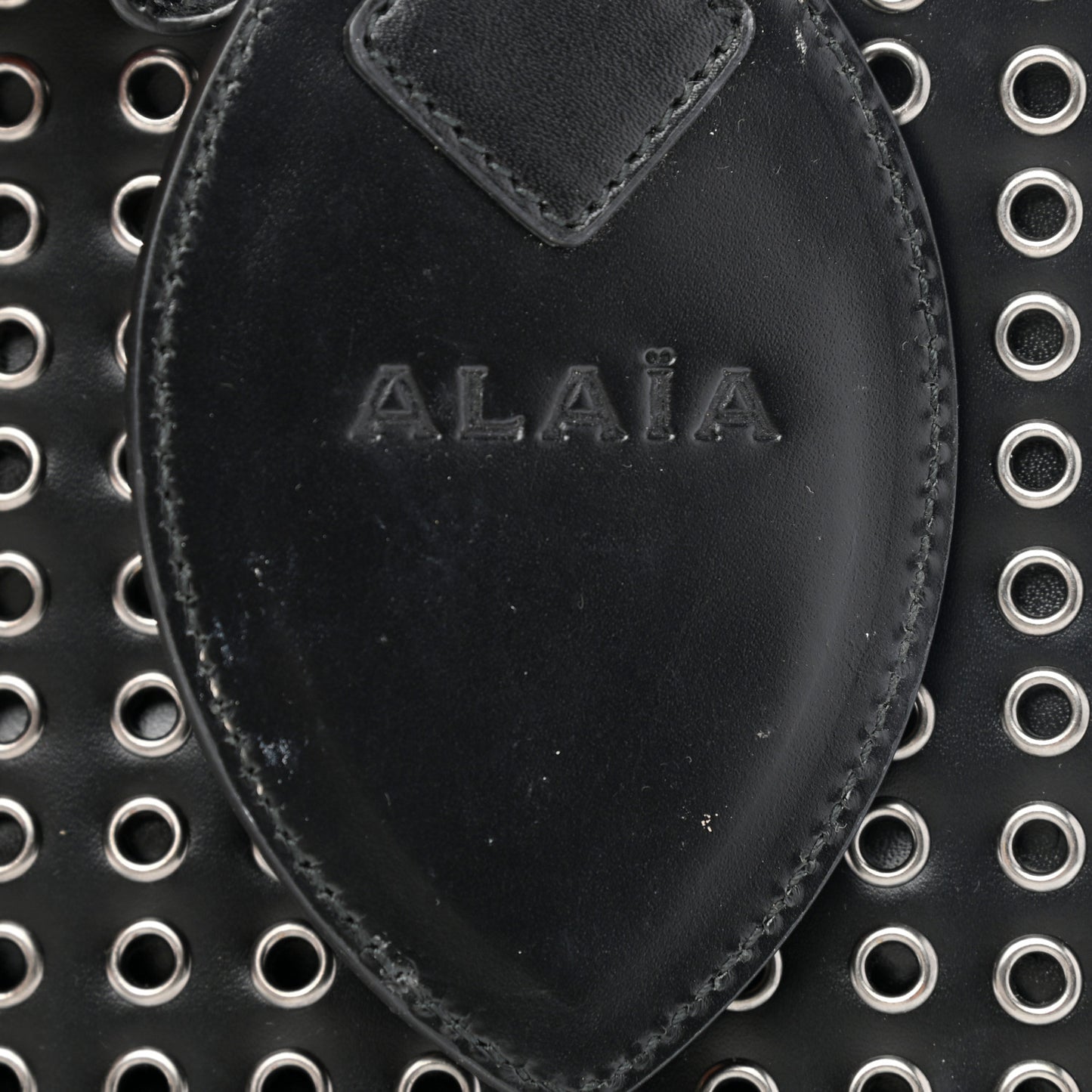Calfskin Grommet Studded Clutch Black
