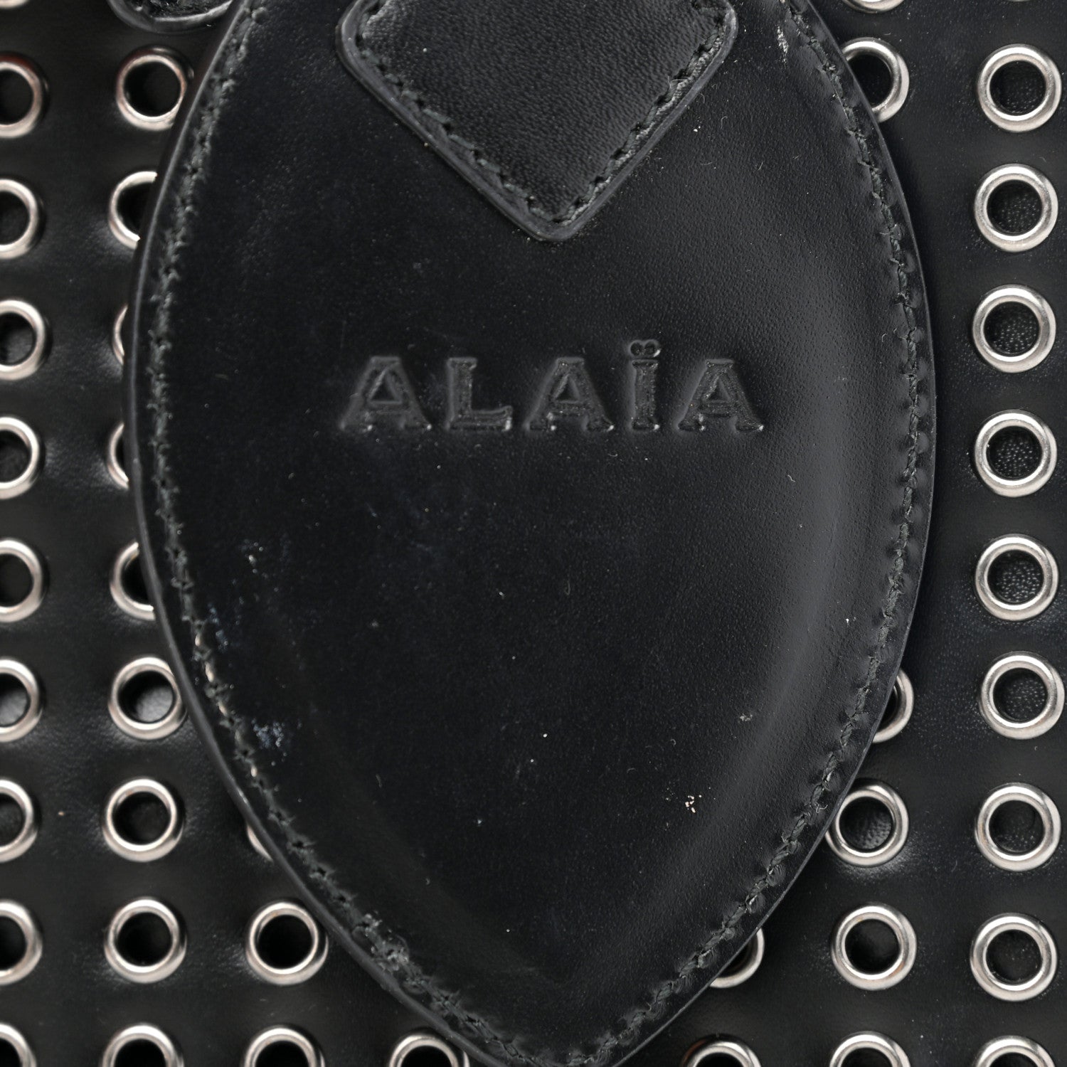 Alaia Calfskin Grommet Studded Clutch Black 7 of 9