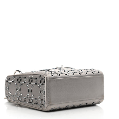 Christian Dior Satin Crystal Cannage Mini Lady Dior Gray 4 of 12
