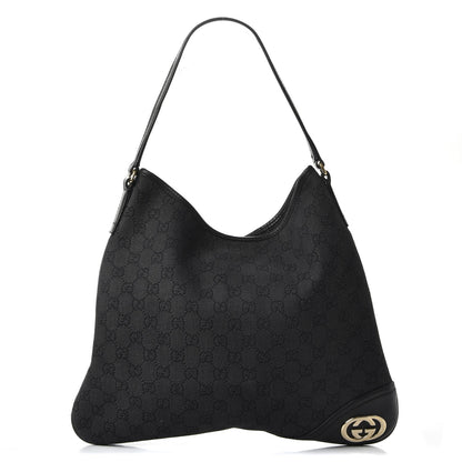 Gucci Denim Monogram Medium New Britt Hobo Black 1 of 10