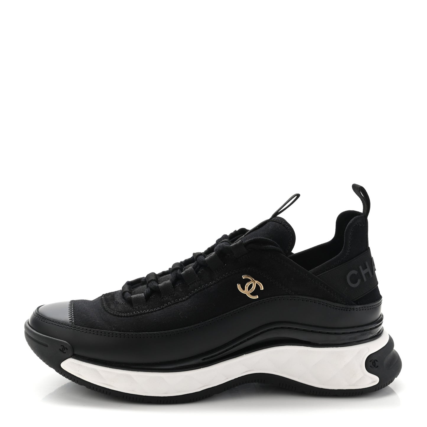 Velvet Calfskin Mixed Fibers CC Sneakers 39 Black