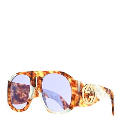 Gucci Oversized Aviator Sunglasses GG0152S Tortoise Mother Of Pearl 1 of 8