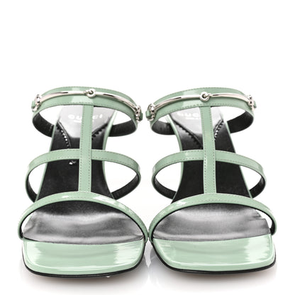 Gucci Regent Calfskin Horsebit Mid Heel Sandals 40 Mystic White 39.5 Pacific Green 3 of 10